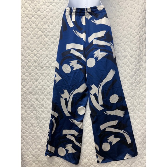 Lauren Ralph‎ Lauren Geometric-Print Charmeuse Wide-Leg Trouser Small Petite - Picture 3 of 7